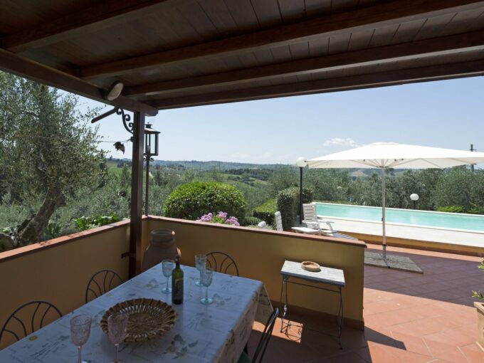 Terrace of an apartment in Tuscany with view